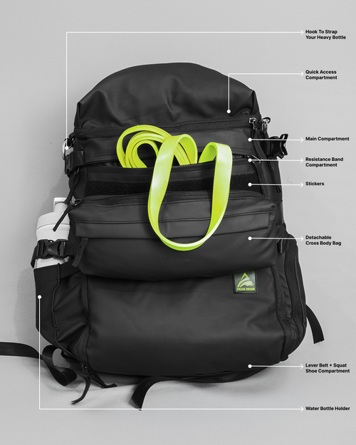 Peak Reign Heavy Bag — compartment layout, front