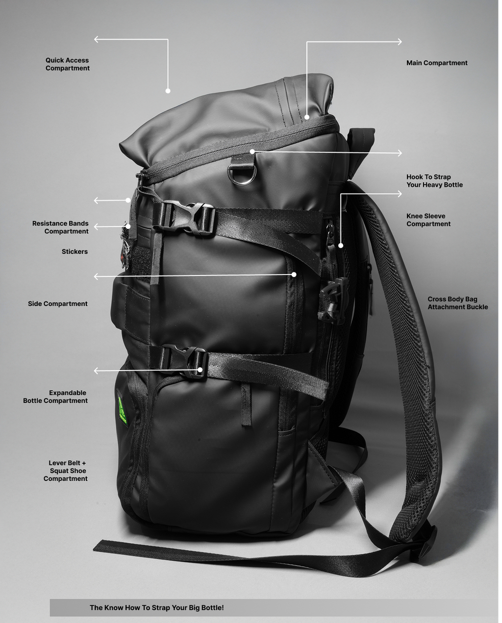 Peak Reign Heavy Bag — compartment layout, side