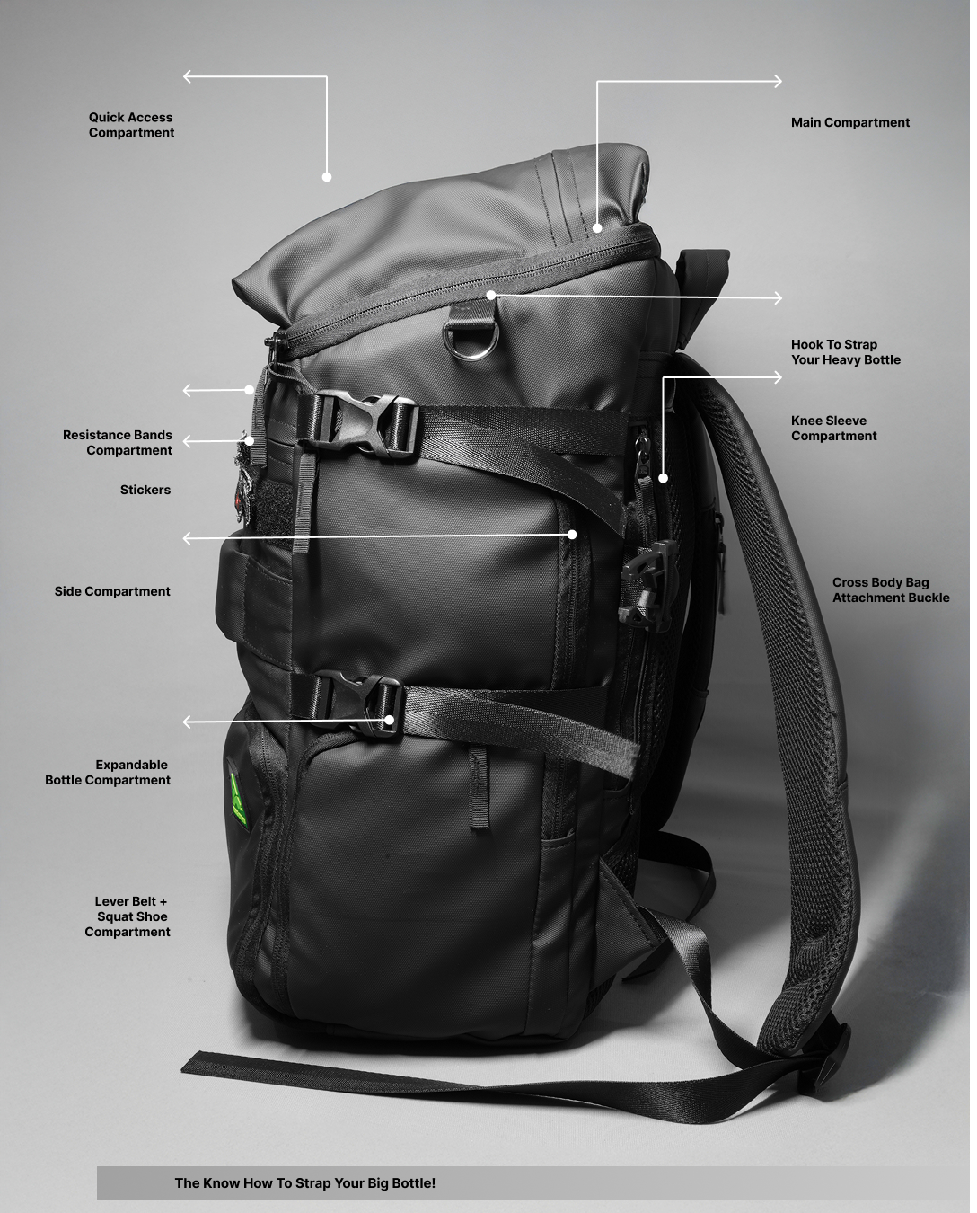 Peak Reign Heavy Bag — compartment layout, side