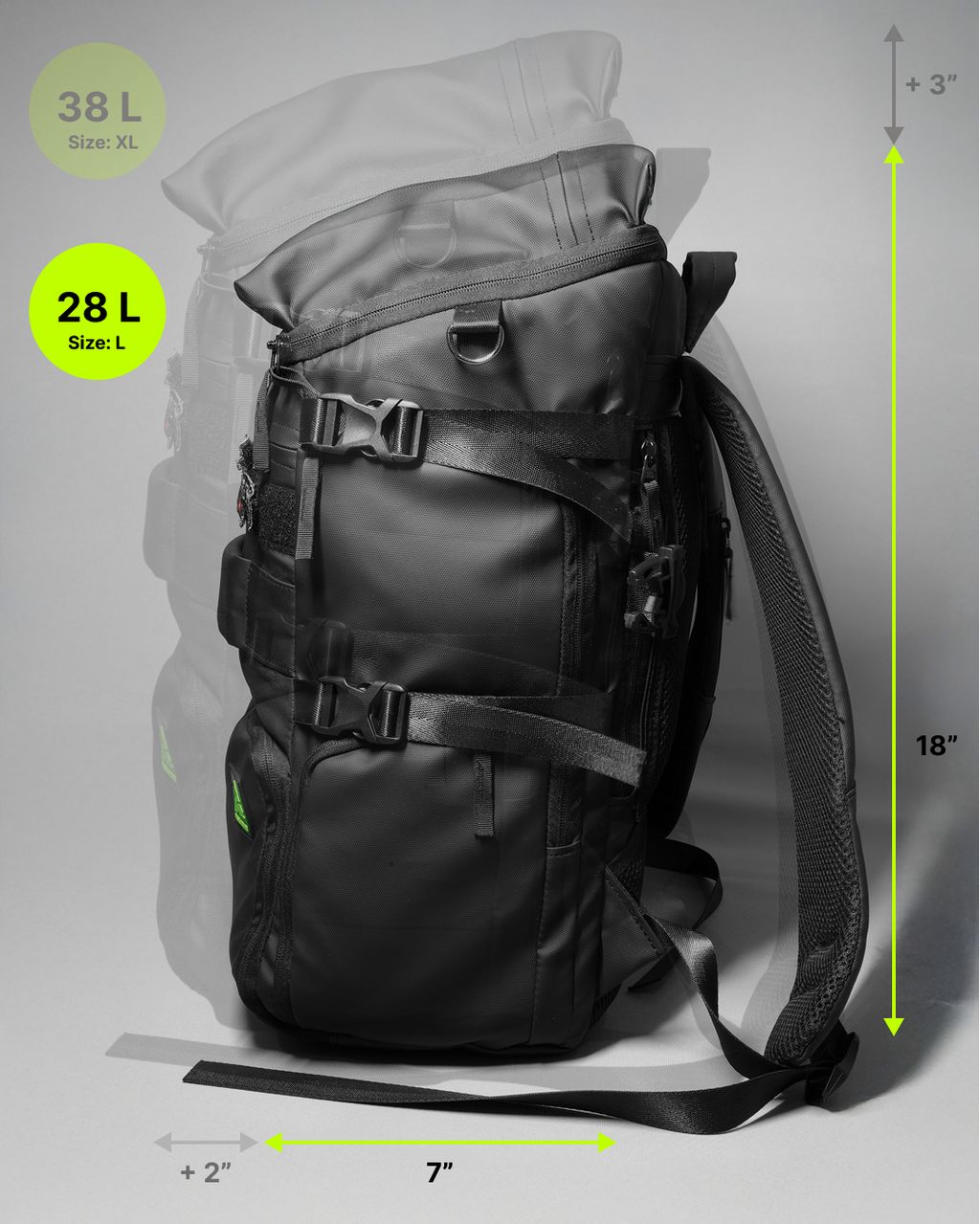 Peak Reign Heavy Bag — L vs XL size comparison, side